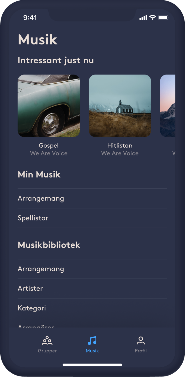 Screenshot of the app containing sheet music