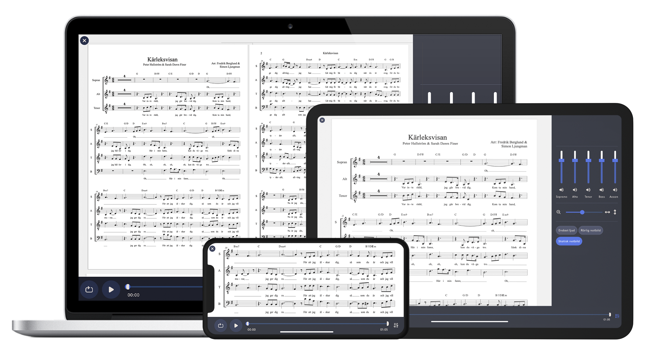 Screenshot of the app containing sheet music